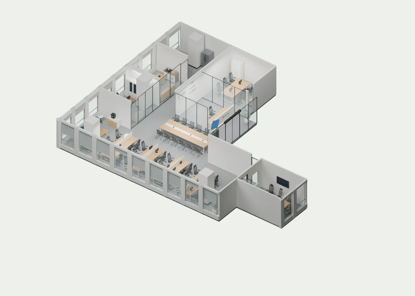 AI Club 五楼社区空间三维鸟瞰